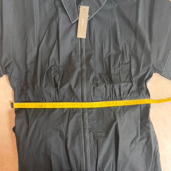 J Crew Black Zip Up Shirt Dress Short Sleeve Midi Women Size 6 Fit Flare Pockets - Picture 7 of 13